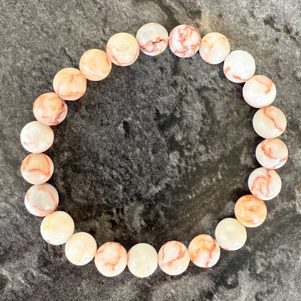 Pink Crazy Lace Agate Energy Bracelet 6.25 inch Natural Stone Beaded Stretch 8mm